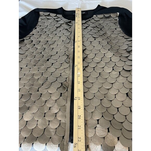 T & W Designs Zip Up Dressy Jacket black & Faux Leather Women’s Sz Large - Picture 7 of 12